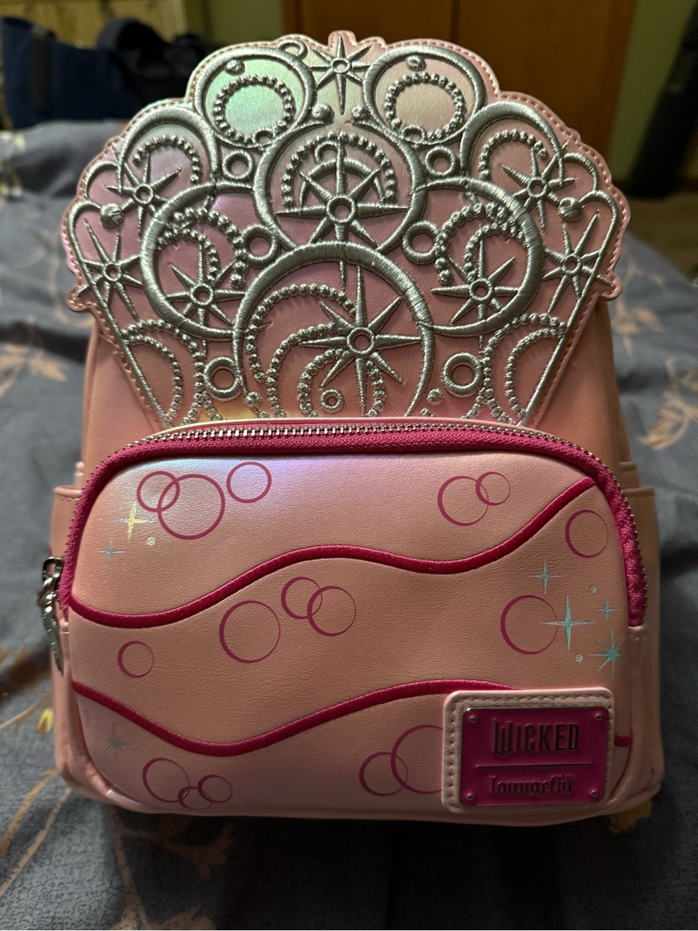 Loungefly Pink 'Wicked' Decorative Women's Mini Backpack with Silver Accents